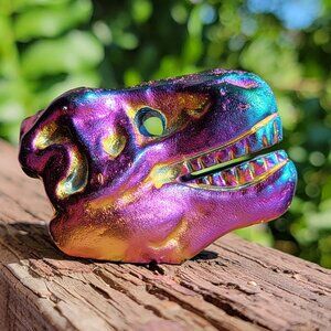 (#2) NEW 2.25" x 1.5" AURA COATED DINO HEAD